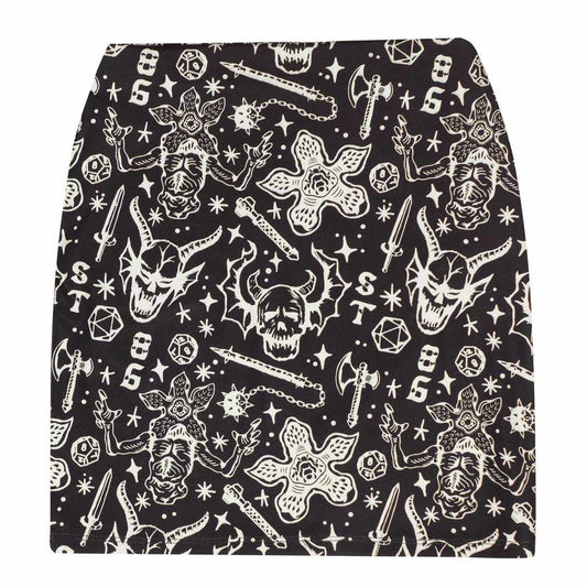Stranger Things themed Hellfire Club skirt with graphic prints