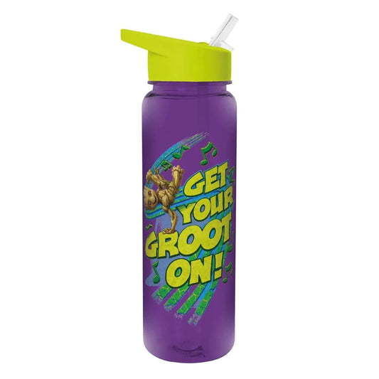 Guardians of the Galaxy themed plastic water bottle featuring the phrase 'Get Your Groot On'