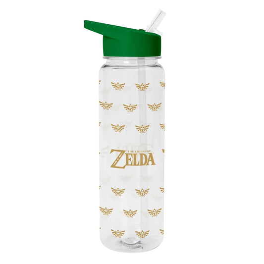 Hyrule Crest water bottle from The Legend of Zelda with a green cap