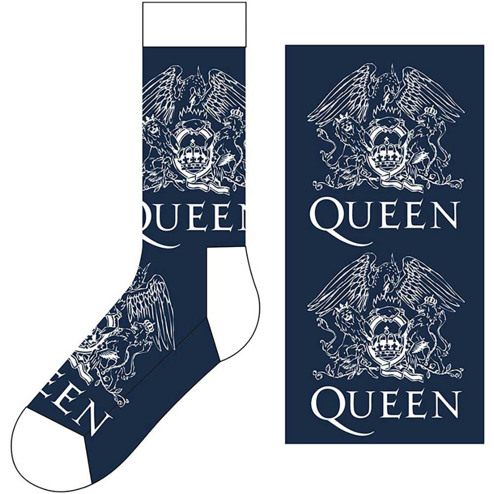 QUEEN - Crest Navy Socks (7-11)