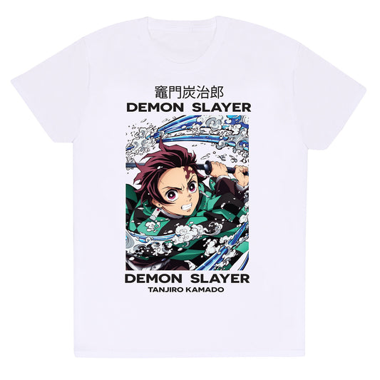 DEMON SLAYER - Tanjiro Whirlpool Frontprint White T-Shirt