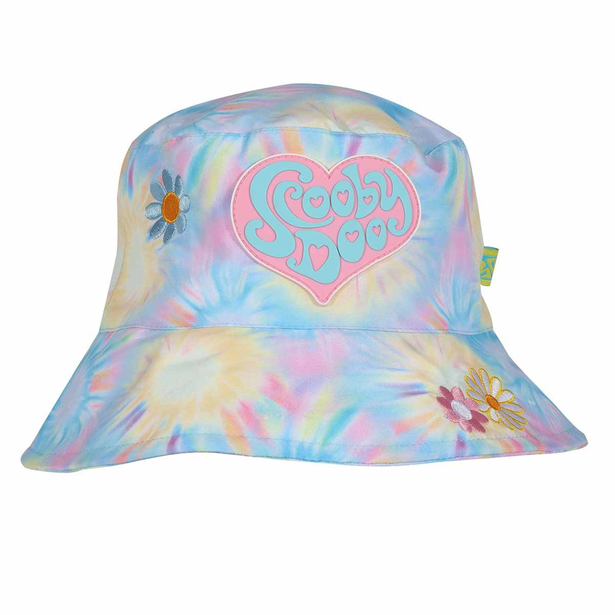 Colorful SCOOBY DOO themed tie-dye bucket hat with bright patterns