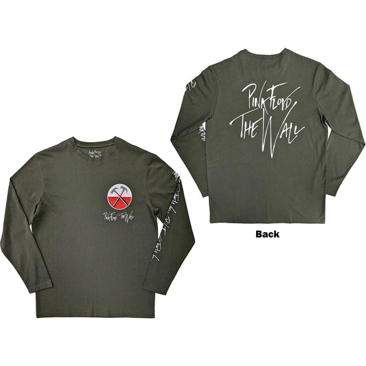 PINK FLOYD - Wall Hammers Logo Back & Sleeve Print Long Sleeve T-Shirt