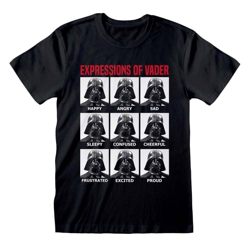STAR WARS - Expressions Of Vader Red Text T-Shirt