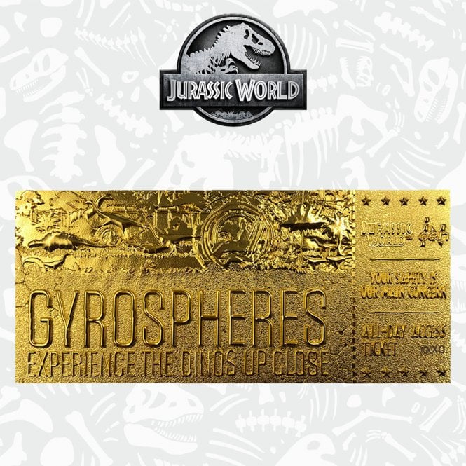 JURASSIC WORLD - Limited Edition 24k Gold Plated Gyrosphere Ticket