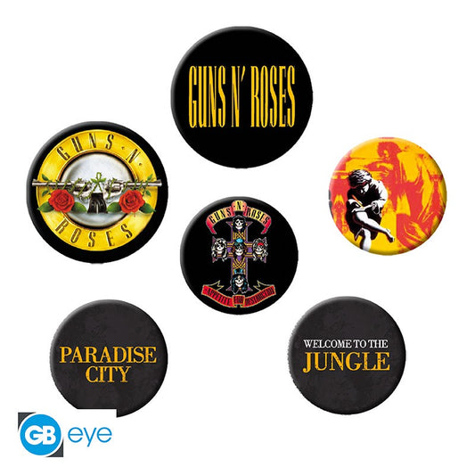 GUNS N' ROSES - Lyrics & Logos Badge Pack