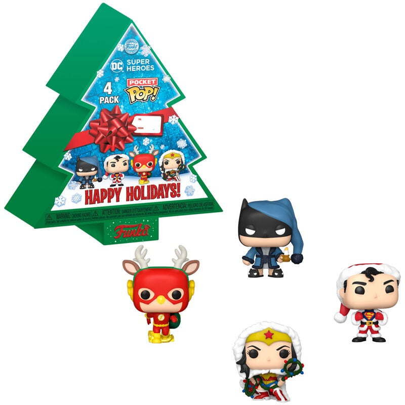 DC : SUPER HEROES - Holiday Tree 4-Pack Funko Pocket Pop!
