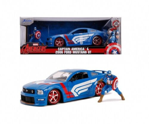 MARVEL : AVENGERS - Captain America & 2006 Ford Mustang GT Diecast Model With Figure