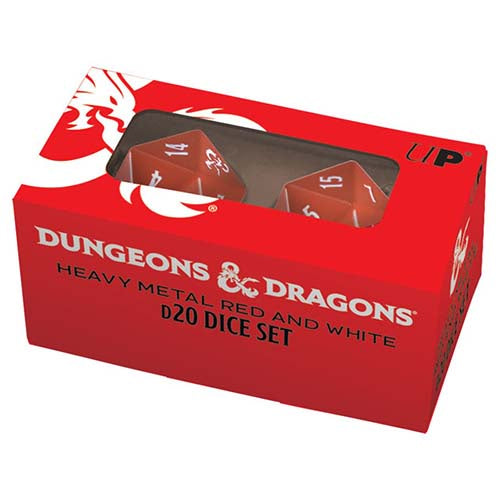 DUNGEONS & DRAGONS - Heavy Metal Red And White D20 Dice Set