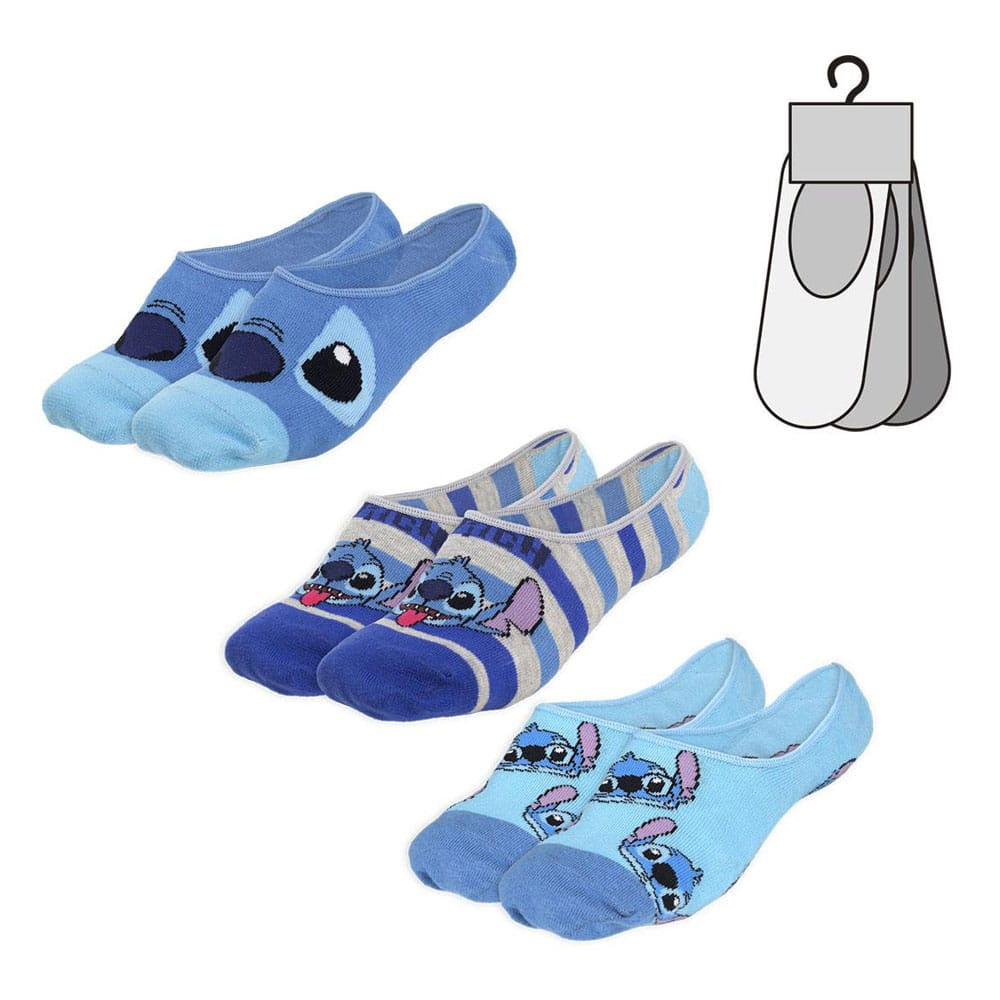DISNEY : LILO & STITCH - Stitch Faces 3-Pack Ankle Socks