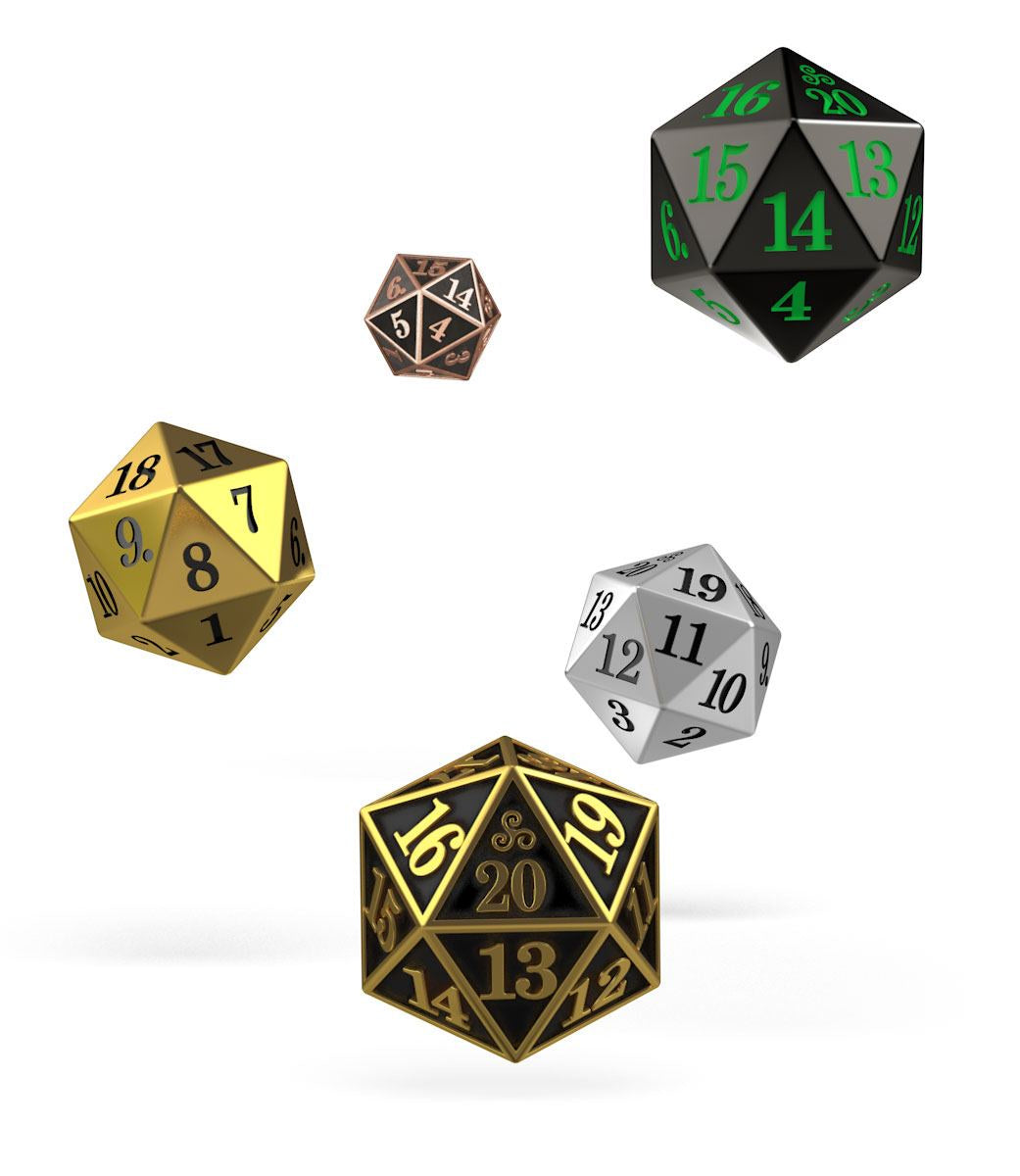 OAKIE DOAKIE - Metal D20 Spindown Dice Set (5)